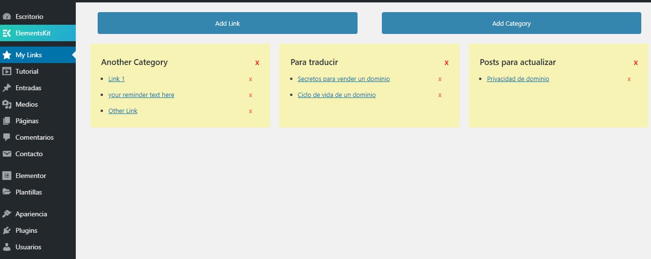 captura de pantalla de como funciona my favorite links